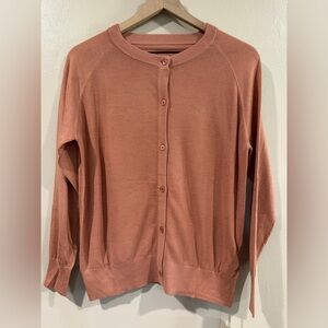 NWT Soft Women's Button-Up Cardigan Salmon Brick Brown Color Size Medium